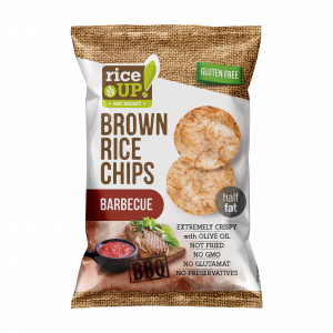 Brown Whole Grain Rice Chips with Barbecue Flavour